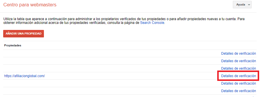 Centro para webmaster de google