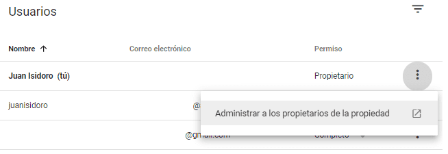 quitar el acceso de un propietario de la search console