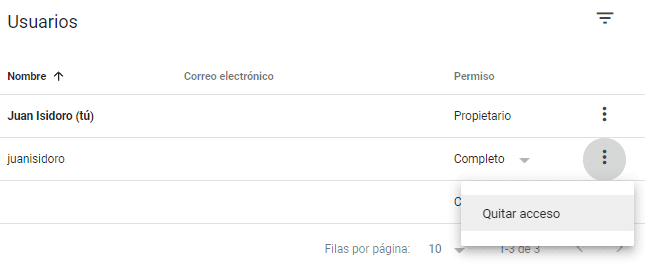 quitar el acceso de un usuario de la search console